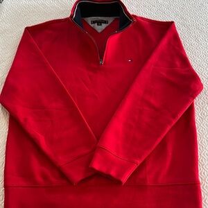 Tommy Hilfiger Men's Red Sweater, 1/4 Zip, Size L